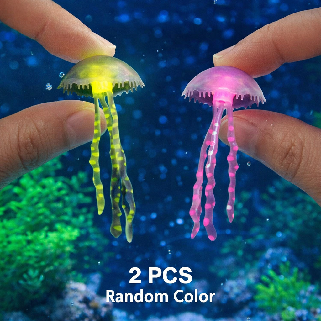 Aquarium Fish Artificial - Luminous Simulation Jellyfish 2Pcs Random Color