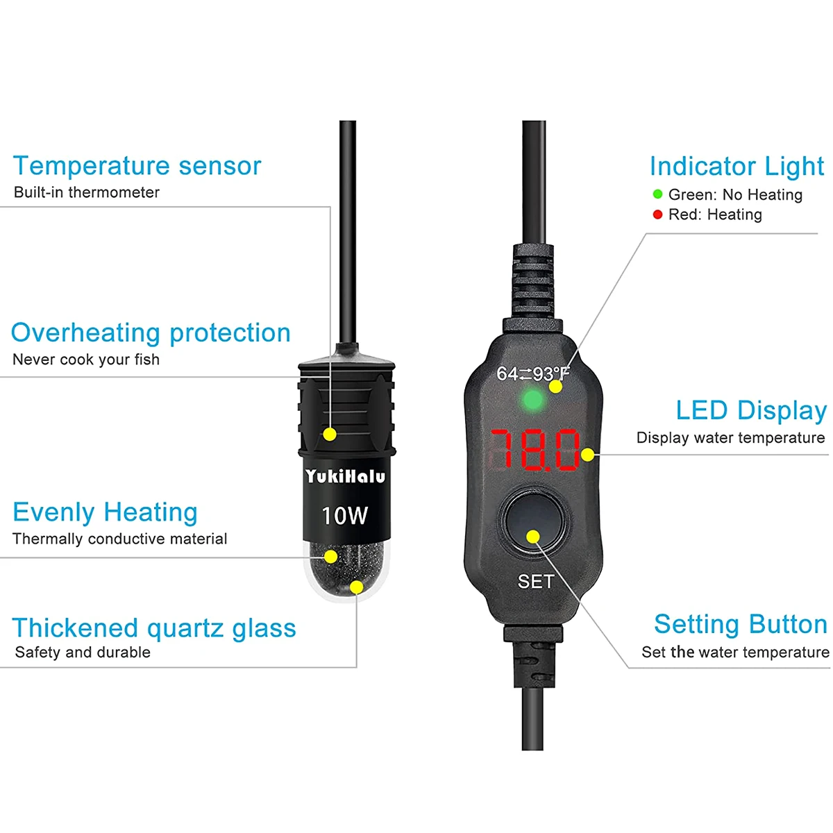 10W Adjustable Aquarium Heater - огляд і ціна Aquarium Heater Submersible